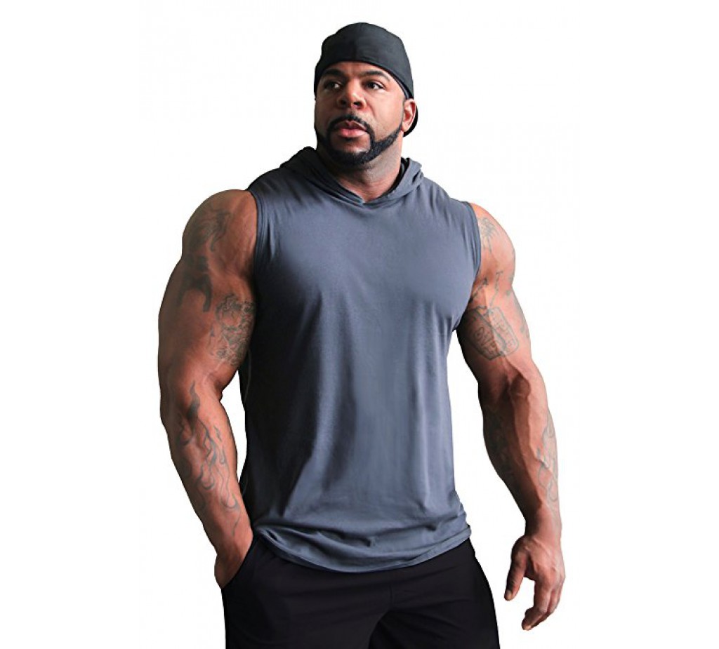 Muscle Shirt :C195 Crazee Wear Muscle Sleeveless Hoodie - Tank Top